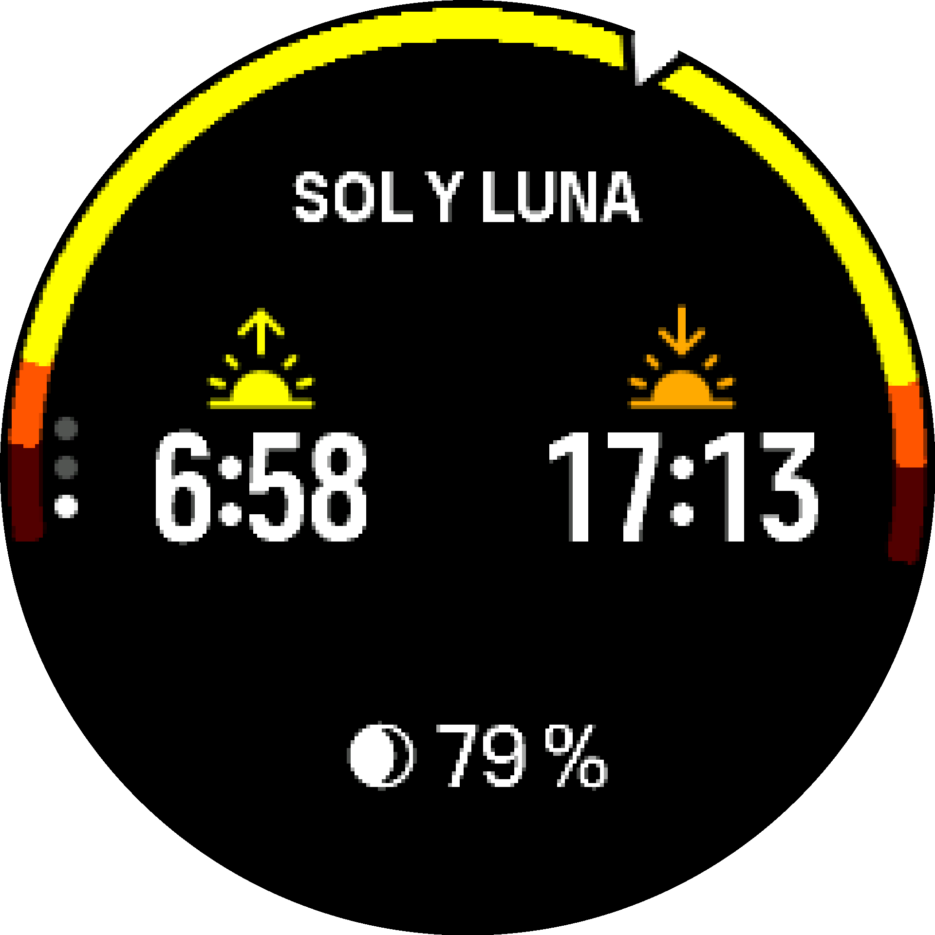 Salida y puesta del sol del widget de aire libre