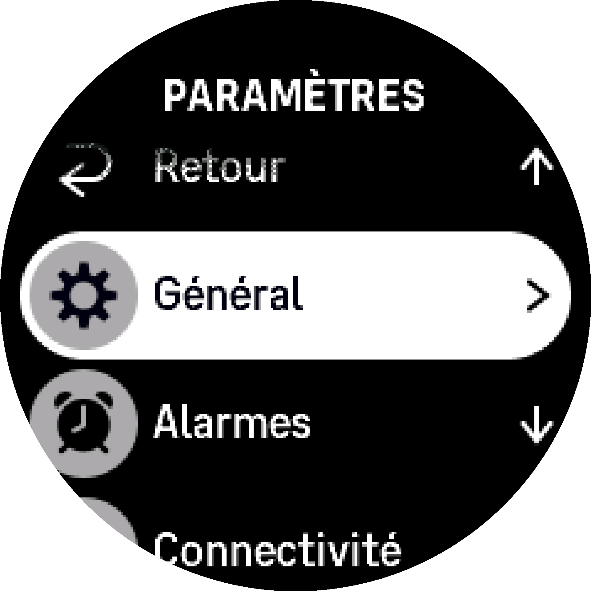 Menu des paramètres S9PP