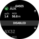 gaz désactivé