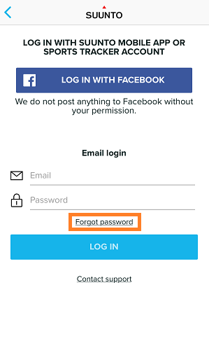 Suunto app for iOS -how to change the password - step 2