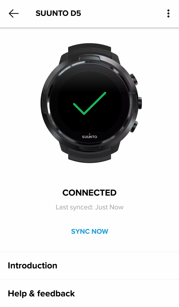 Suunto D5 conectado a la app Suunto para Android