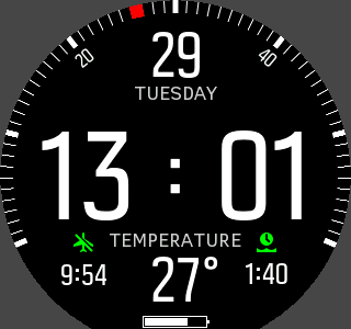 Suunto D5 Flugverbotszeit und Oberflächenzeit in der Zeitansicht