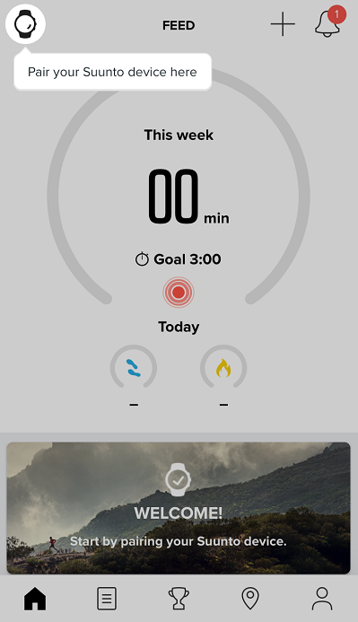 Toca el icono del reloj para acoplar el Suunto D5 con la app Suunto para iOS.